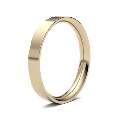 WFC18Y3-F | 18ct Yellow Gold Standard Weight Flat Court Profile Mirror Finish Wedding Ring