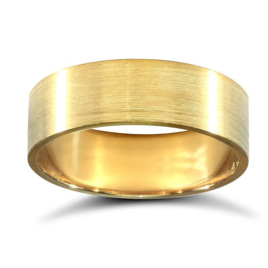 WFC18Y6-01(F-Q) | 18ct Yellow Gold Standard Weight Flat Court Profile Satin Wedding Ring