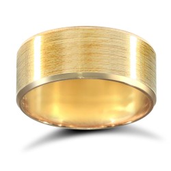 WFC18Y8-04 | 18ct Yellow Gold Standard Weight Flat Court Profile Satin and Bevelled Edge Wedding Ring