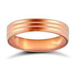 WPFC9R4-06(F-Q) | 9ct Rose Gold Premium Weight Flat Court Profile Double Groove Wedding Ring