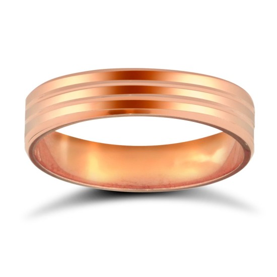 WFC9R4-06(R+) | 9ct Rose Gold Standard Weight Flat Court Profile Double Groove Wedding Ring