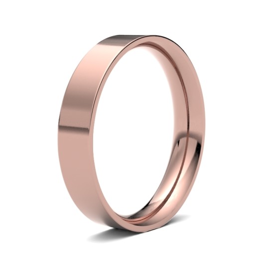 WFC9R4(F-Q) | 9ct Rose Gold Standard Weight Flat Court Profile Mirror Finish Wedding Ring