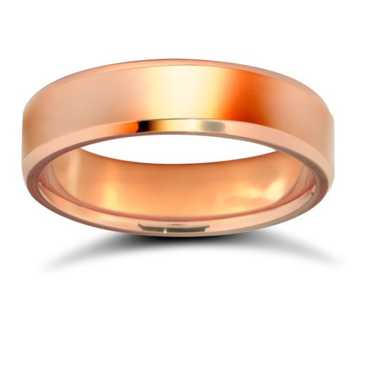 WFC9R5-03(F-Q) | 9ct Rose Gold Standard Weight Flat Court Profile Bevelled Edge Wedding Ring