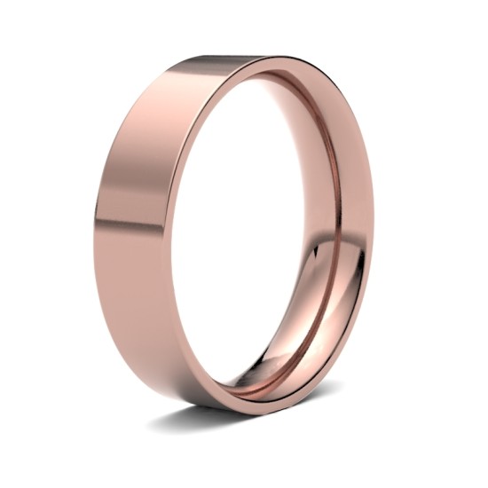 WFC9R5(R+) | 9ct Rose Gold Standard Weight Flat Court Profile Mirror Finish Wedding Ring