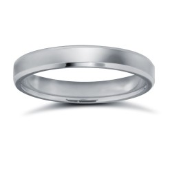 WFC9W3-03(F-Q) | 9ct White Gold Standard Weight Flat Court Profile Bevelled Edge Wedding Ring