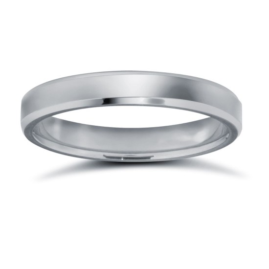 WFC9W3-03(R+) | 9ct White Gold Standard Weight Flat Court Profile Bevelled Edge Wedding Ring