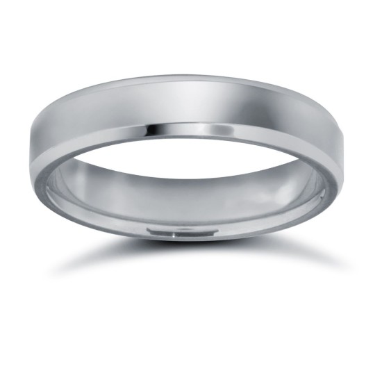 WFC9W4-03(F-Q) | 9ct White Gold Standard Weight Flat Court Profile Bevelled Edge Wedding Ring