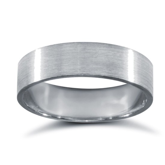 WFC9W5-01(F-Q) | 9ct White Gold Standard Weight Flat Court Profile Satin Wedding Ring