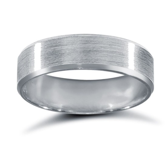 WFC9W5-04(R+) | 9ct White Gold Standard Weight Flat Court Profile Satin and Bevelled Edge Wedding Ring