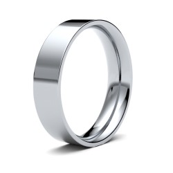 WFC9W5(F-Q) | 9ct White Gold Standard Weight Flat Court Profile Mirror Finish Wedding Ring