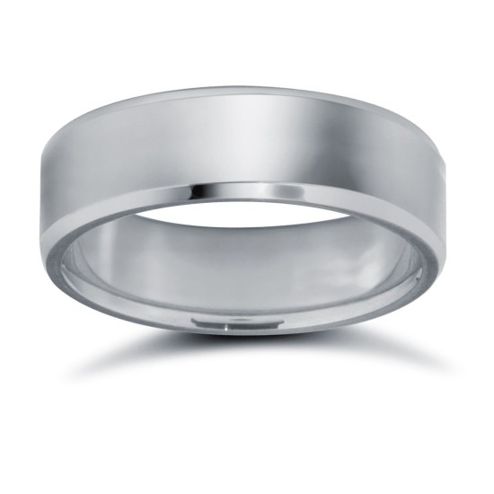 WFC9W6-03(R+) | 9ct White Gold Standard Weight Flat Court Profile Bevelled Edge Wedding Ring