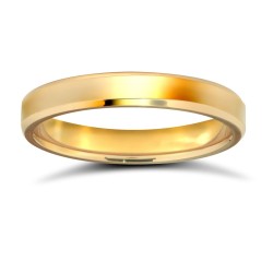 WPFC9Y3-03(F-Q) | 9ct Yellow Gold Premium Weight Flat Court Profile Bevelled Edge Wedding Ring