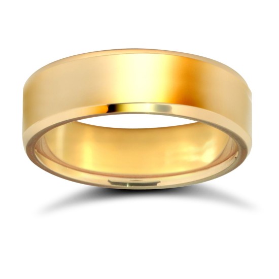 WPFC9Y6-03(R+) | 9ct Yellow Gold Premium Weight Flat Court Profile Bevelled Edge Wedding Ring