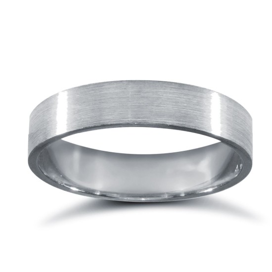WFCPD4-01(F-Q) | Palladium Standard Weight Flat Court Profile Satin Wedding Ring