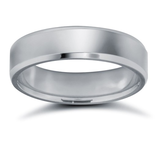 WFCPD5-03(F-Q) | Palladium Standard Weight Flat Court Profile Bevelled Edge Wedding Ring