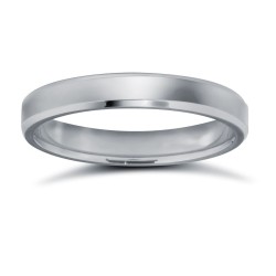 WFCPL3-03(F-Q) | Platinum Standard Weight Flat Court Profile Bevelled Edge Wedding Ring