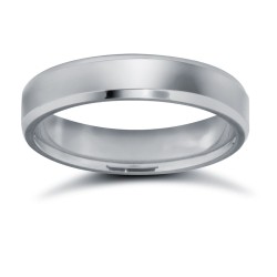 WPFCPL4-03(F-Q) | Platinum Premium Weight Flat Court Profile Bevelled Edge Wedding Ring