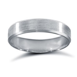 WPFCPL4-04(F-Q) | Platinum Premium Weight Flat Court Profile Satin and Bevelled Edge Wedding Ring