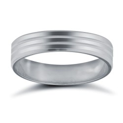 WPFCPL4-06(F-Q) | Platinum Premium Weight Flat Court Profile Double Groove Wedding Ring