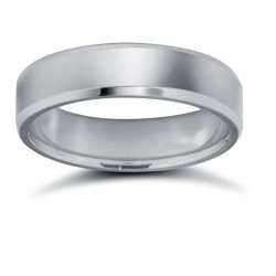 WPFCPL5-03(F-Q) | Platinum Premium Weight Flat Court Profile Bevelled Edge Wedding Ring