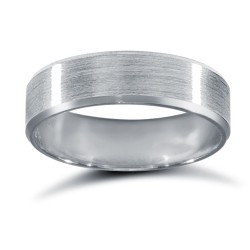 WPFCPL5-04(F-Q) | Platinum Premium Weight Flat Court Profile Satin and Bevelled Edge Wedding Ring