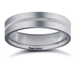 WPFCPL5-05(F-Q) | Platinum Premium Weight Flat Court Profile Centre Groove Wedding Ring