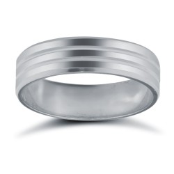 WPFCPL5-06(F-Q) | Platinum Premium Weight Flat Court Profile Double Groove Wedding Ring