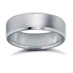 WPFCPL6-03(F-Q) | Platinum Premium Weight Flat Court Profile Bevelled Edge Wedding Ring