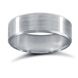 WPFCPL6-04(F-Q) | Platinum Premium Weight Flat Court Profile Satin and Bevelled Edge Wedding Ring