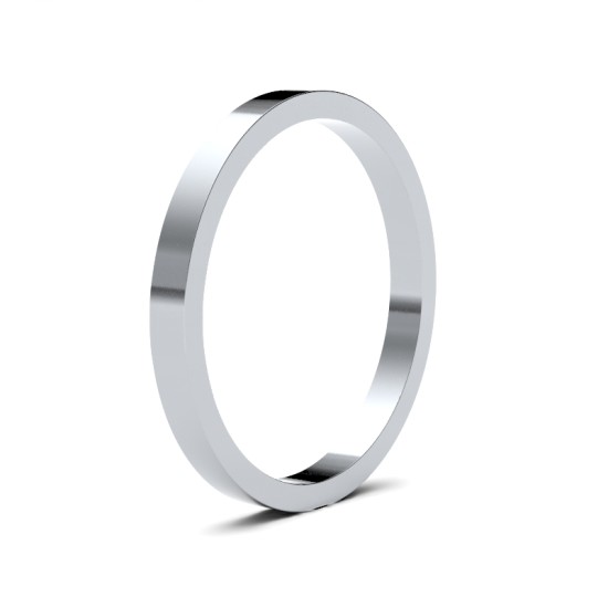 WFL18W2 | 18ct White Gold Standard Weight Flat Profile Mirror Finish Wedding Ring