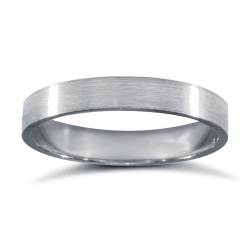 WFL18W3-01-F | 18ct White Gold Standard Weight Flat Profile Satin Wedding Ring