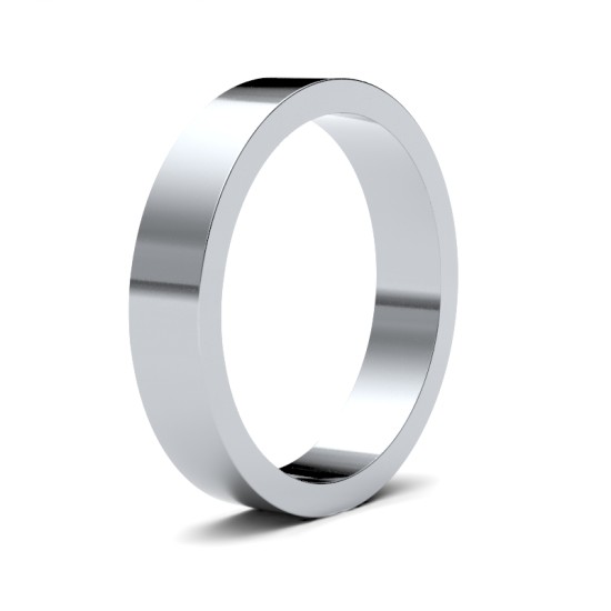 WFL18W4 | 18ct White Gold Standard Weight Flat Profile Mirror Finish Wedding Ring