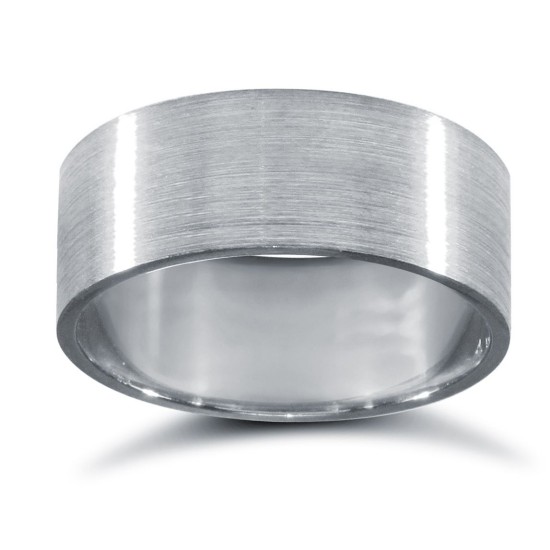 WFLPL8-01 | Platinum Standard Weight Flat Profile Satin Wedding Ring