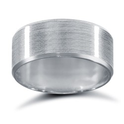 WFLPL8-04 | Platinum Standard Weight Flat Profile Satin and Bevelled Edge Wedding Ring