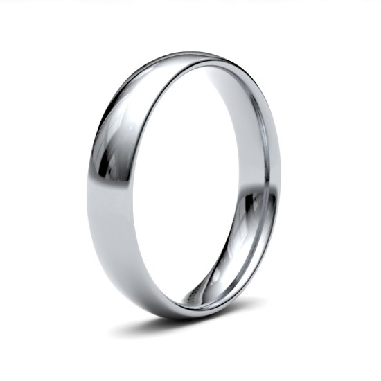 WLCT18W4(I-Q) | 18ct White Gold 4mm Lightweight Court Profile Mirror Finish Wedding Ring