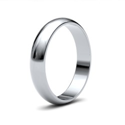 WLDS18W4(R-Z) | 18ct White Gold 4mm Lightweight D-Shape Profile Mirror Finish Wedding Ring
