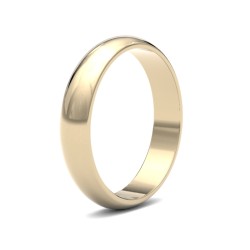 WLDS18Y4(R-Z) | 18ct Yellow Gold 4mm Lightweight D-Shape Profile Mirror Finish Wedding Ring