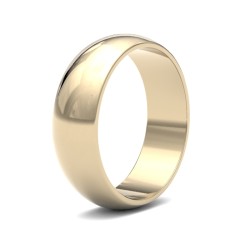 WLDS18Y6(R-Z) | 18ct Yellow Gold 6mm Lightweight D-Shape Profile Mirror Finish Wedding Ring