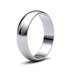 WLDS9W5(R-Z) | 9ct White Gold 5mm Lightweight D-Shape Profile Mirror Finish Wedding Ring
