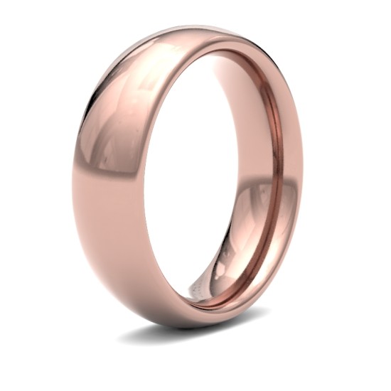 WPCT18R6(R+) | 18ct Rose Gold Premium Weight Court Profile Mirror Finish Wedding Ring