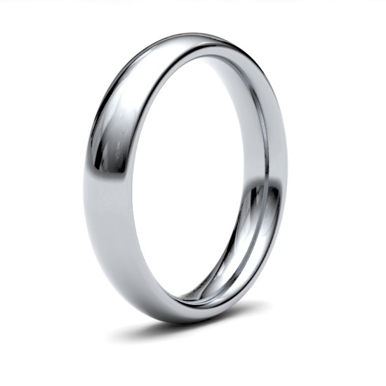 WPCT18W4(R+) | 18ct White Gold Premium Weight Court Profile Mirror Finish Wedding Ring