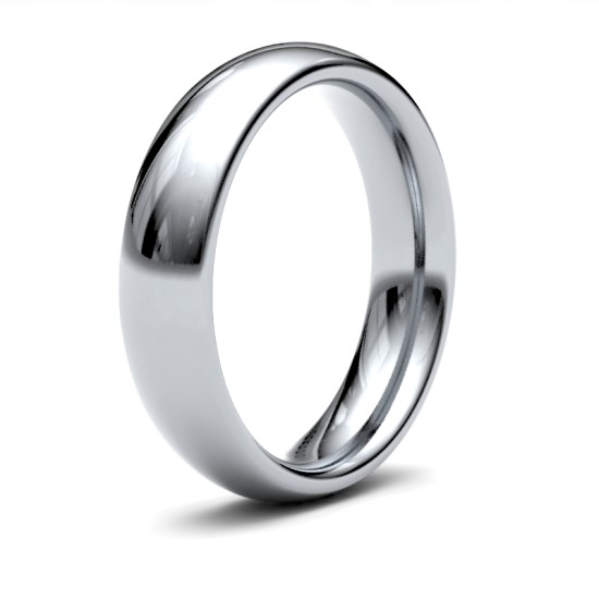 WPCT18W5(R+) | 18ct White Gold Premium Weight Court Profile Mirror Finish Wedding Ring