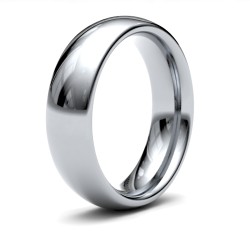 WPCT18W6(F-Q) | 18ct White Gold Premium Weight Court Profile Mirror Finish Wedding Ring