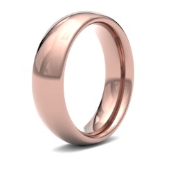 WPCT9R6(F-Q) | 9ct Rose Gold Premium Weight Court Profile Mirror Finish Wedding Ring