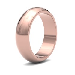 WPDS18R6(F-Q) | 18ct Rose Gold Premium Weight D-Shape Profile Mirror Finish Wedding Ring