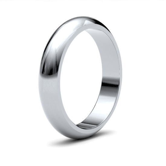 WPDS18W4(R+) | 18ct White Gold Premium Weight D-Shape Profile Mirror Finish Wedding Ring