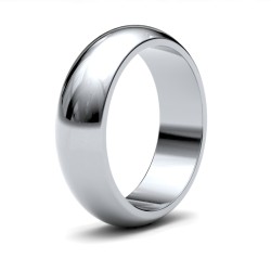 WPDS18W6(F-Q) | 18ct White Gold Premium Weight D-Shape Profile Mirror Finish Wedding Ring