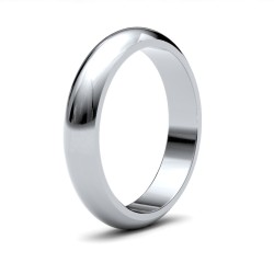 WPDS9W4(F-Q) | 9ct White Gold Premium Weight D-Shape Profile Mirror Finish Wedding Ring
