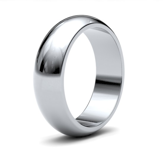 WPDS9W6(R+) | 9ct White Gold Premium Weight D-Shape Profile Mirror Finish Wedding Ring
