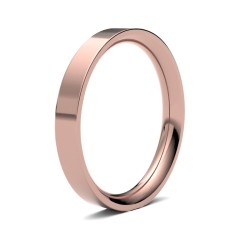 WPFC18R3(F-Q) | 18ct Rose Gold Premium Weight Flat Court Profile Mirror Finish Wedding Ring